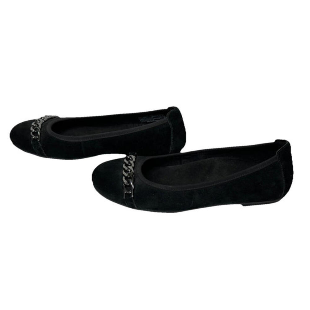 Vionic Pera Womens 6.5 Black Suede Ballet Flats Chain Accent Shoes Slip On - Picture 4 of 8